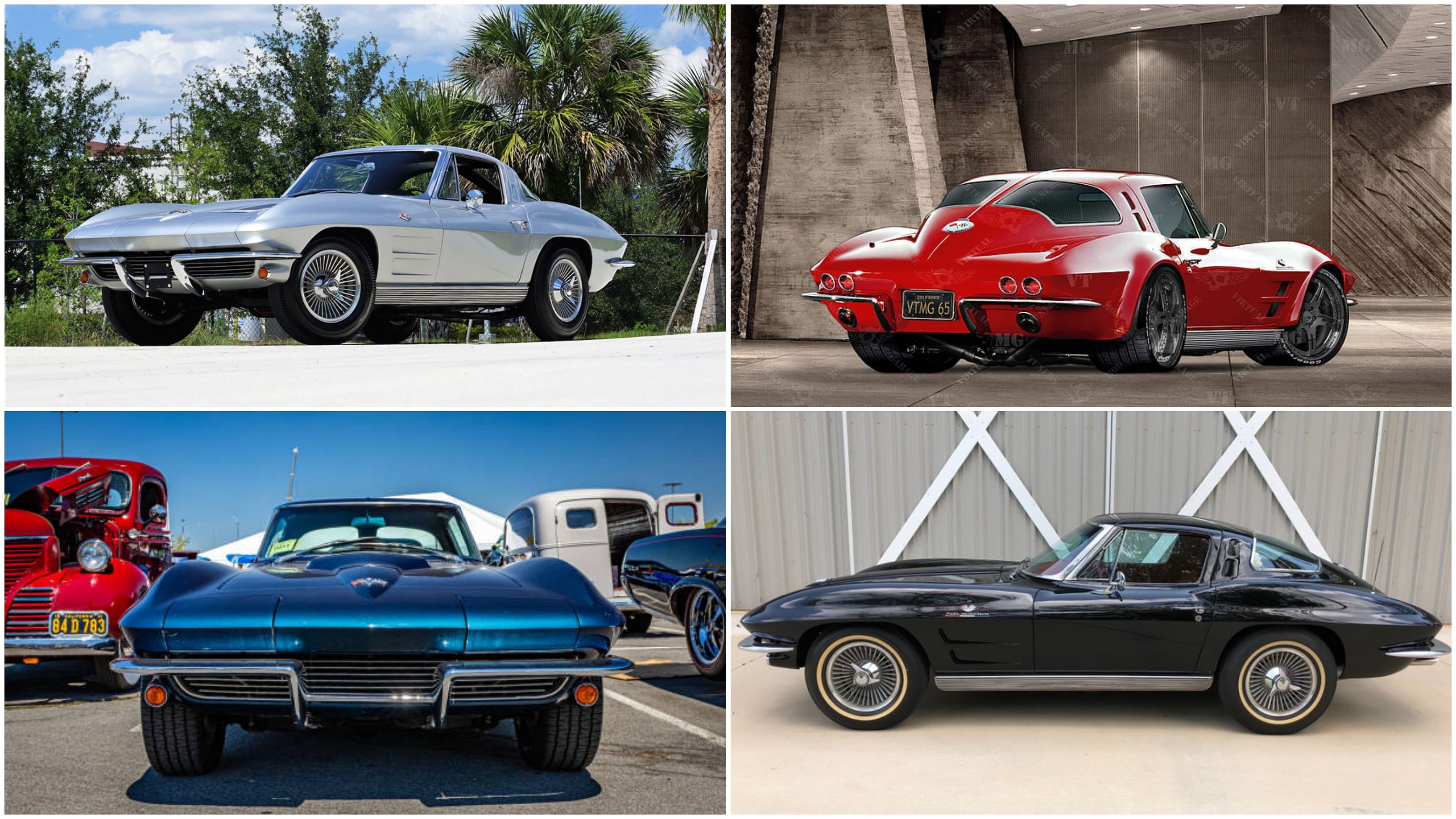 1963 Chevrolet Corvette Stingray in Silver, Red, Black, and Blue exterior color