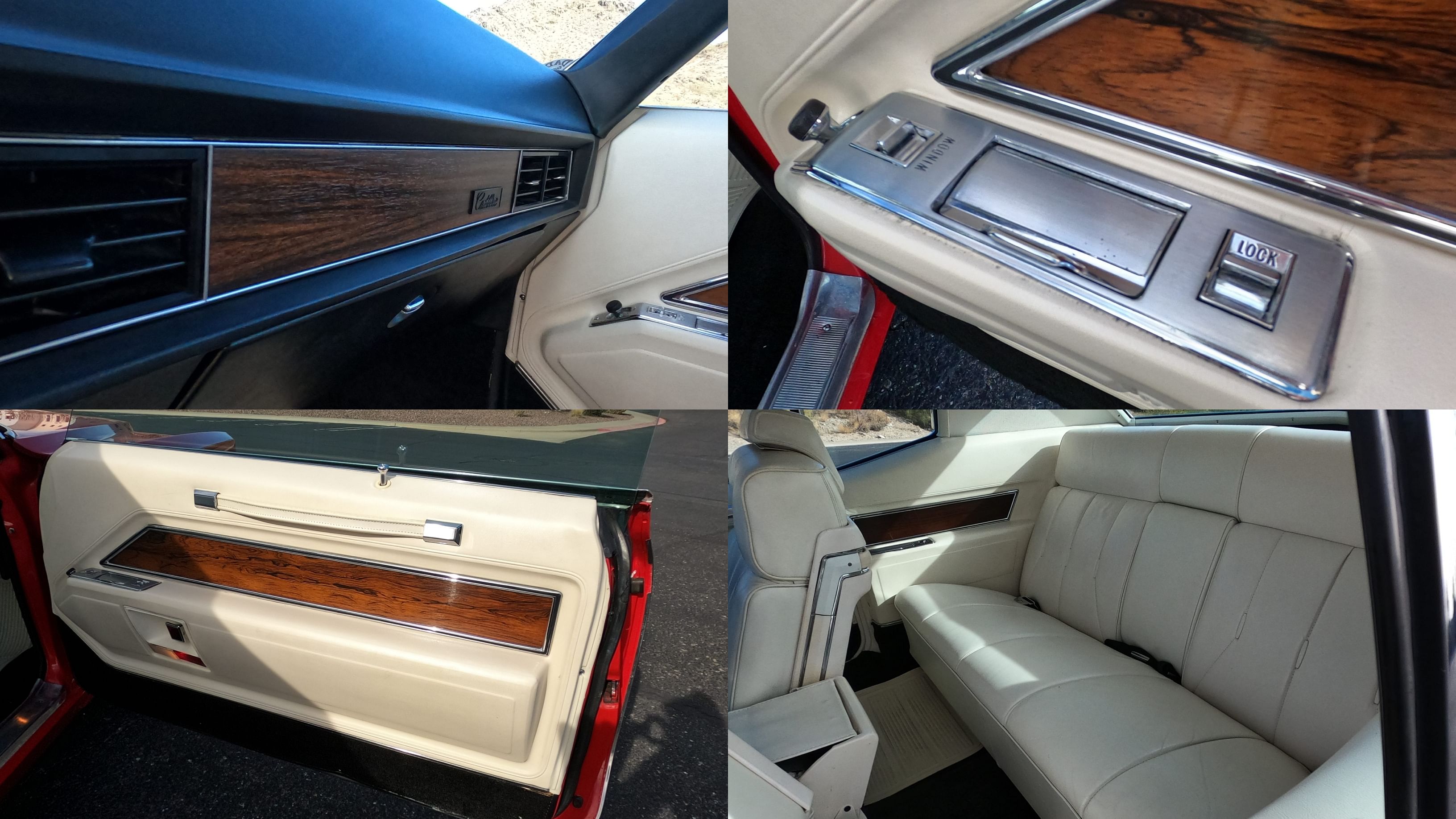 1969 Cadillac Coupe DeVille wood interior trim, door panel, rear seats