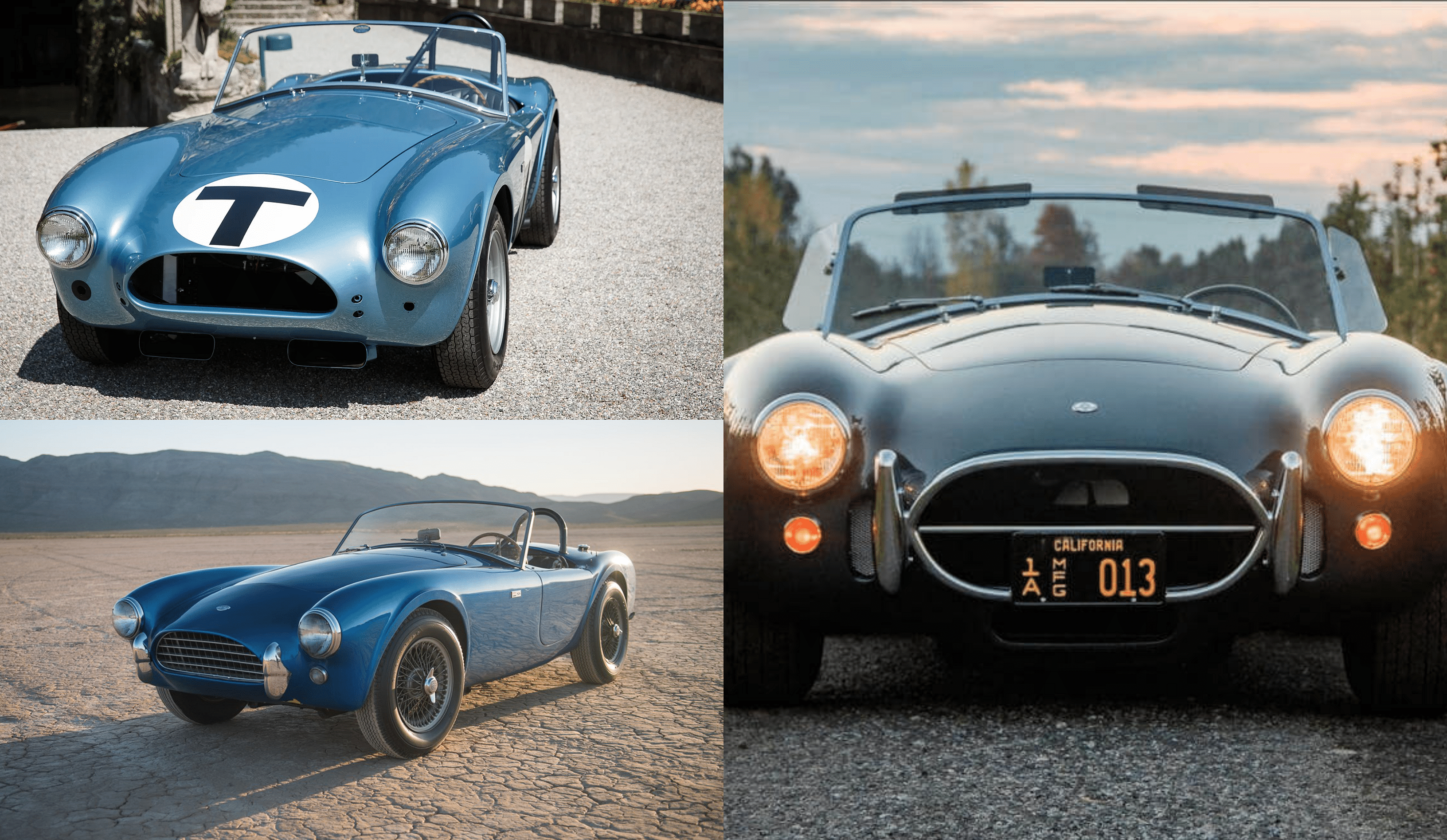 AC Cobra in black and blue color, front view