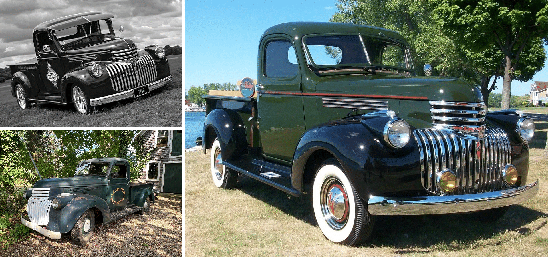 1945 Chevy Pickup Truck in Green Exterior color, front view