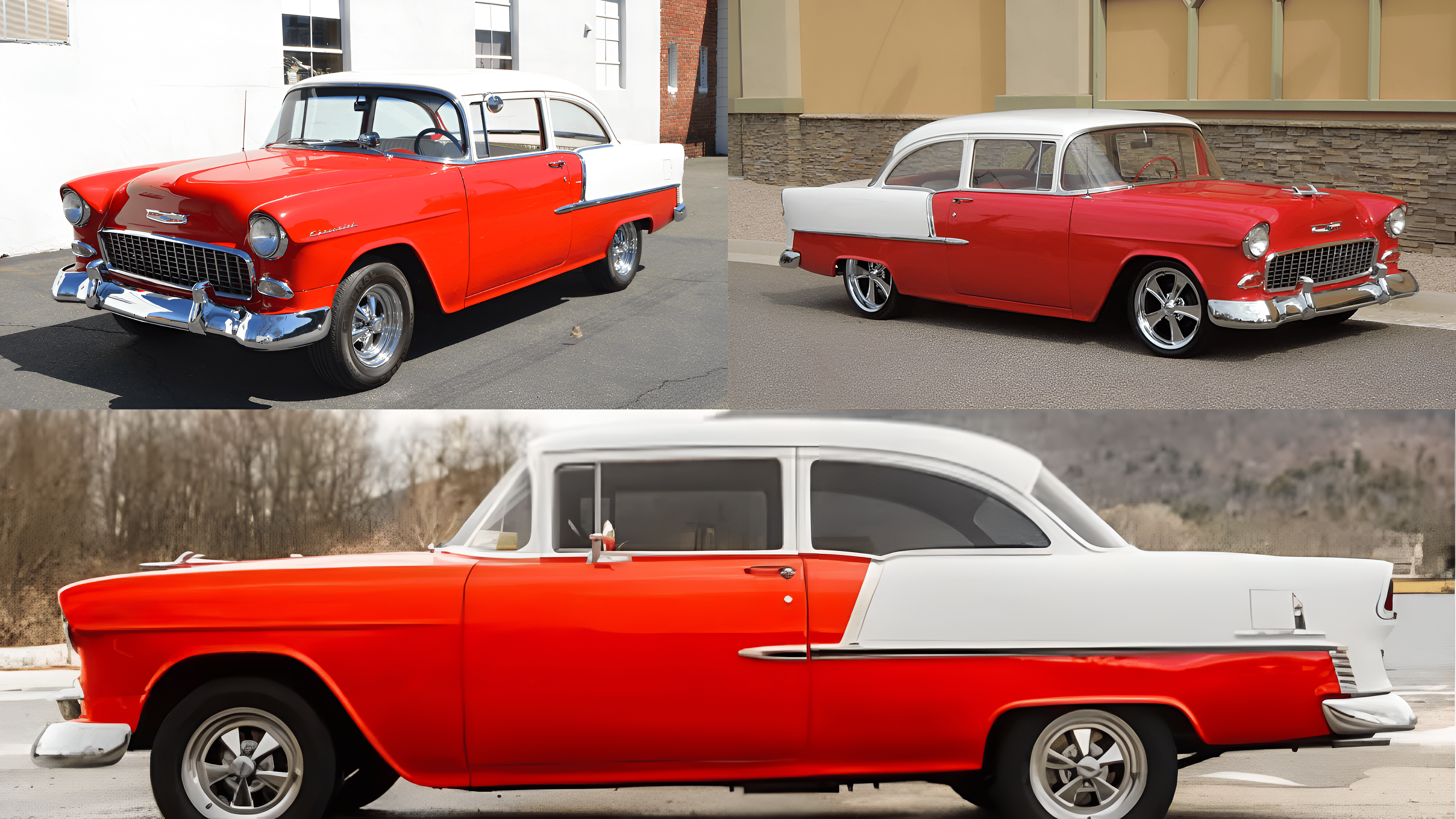 1955 Chevrolet 210 in Red and white exterior