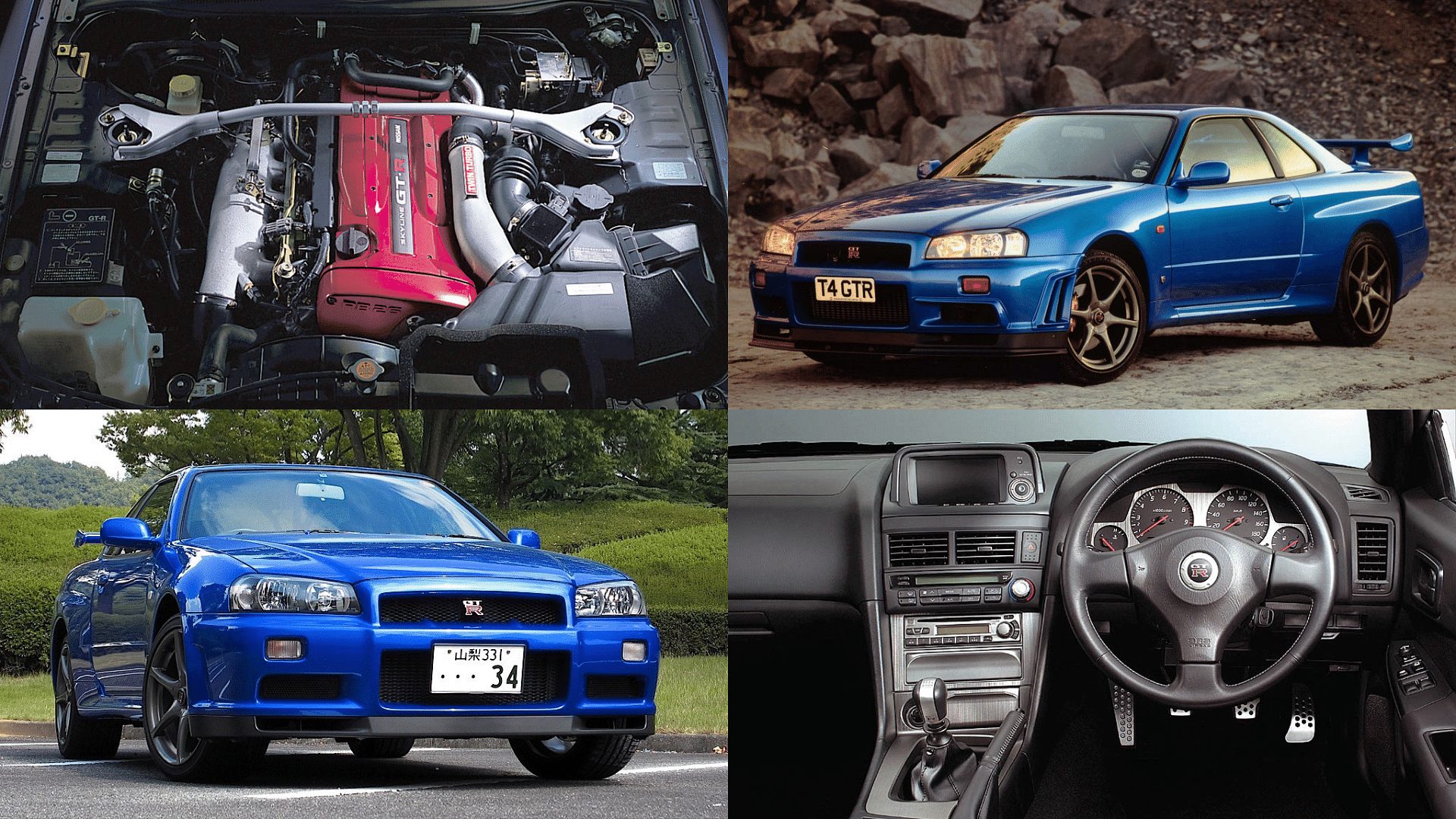 Nissan Skyline R34 GT-R - front view, engine, interior
