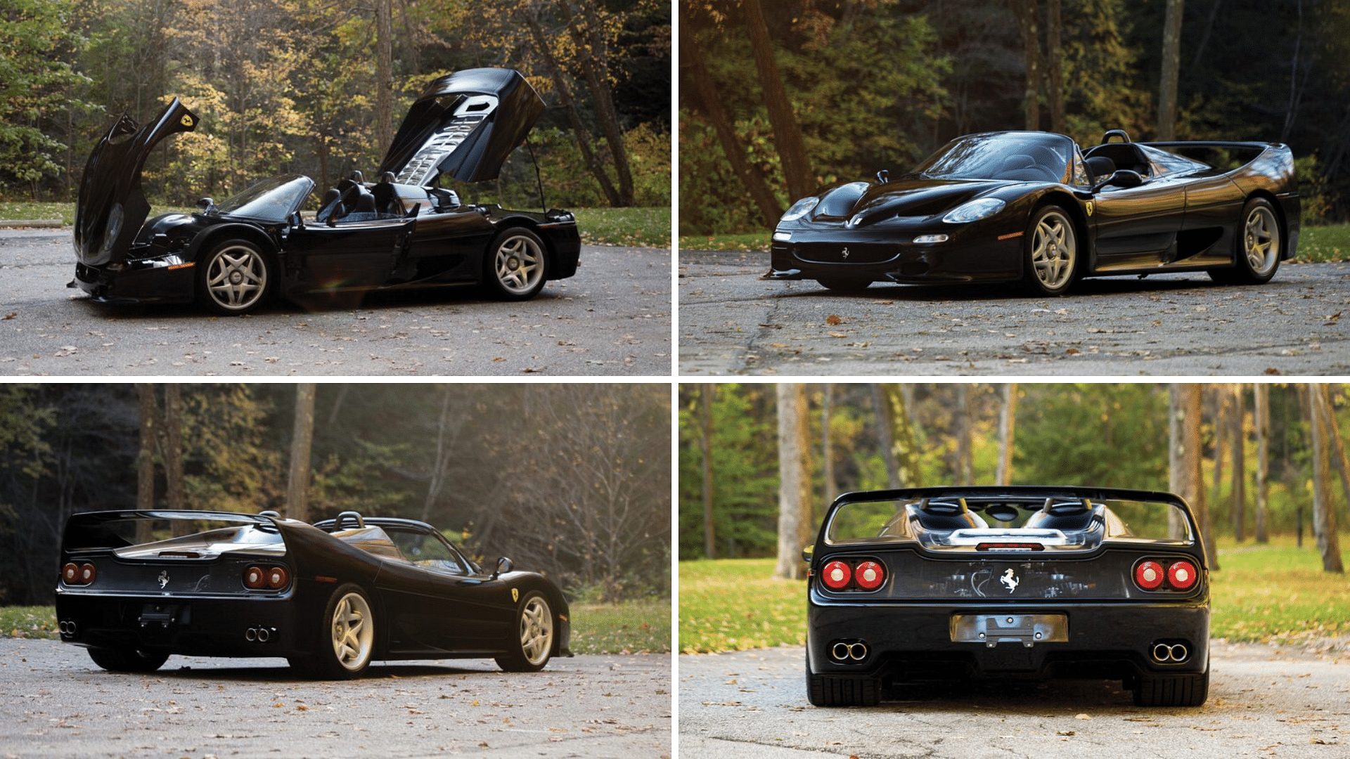 Black Ferrari F50 - front, side, rear view