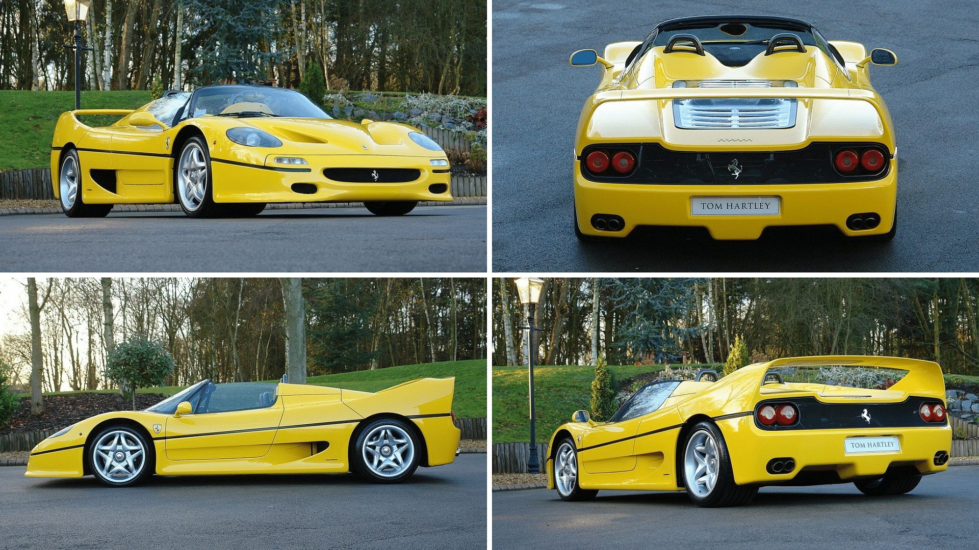 Yellow Ferrari F50 - front, rear, side view