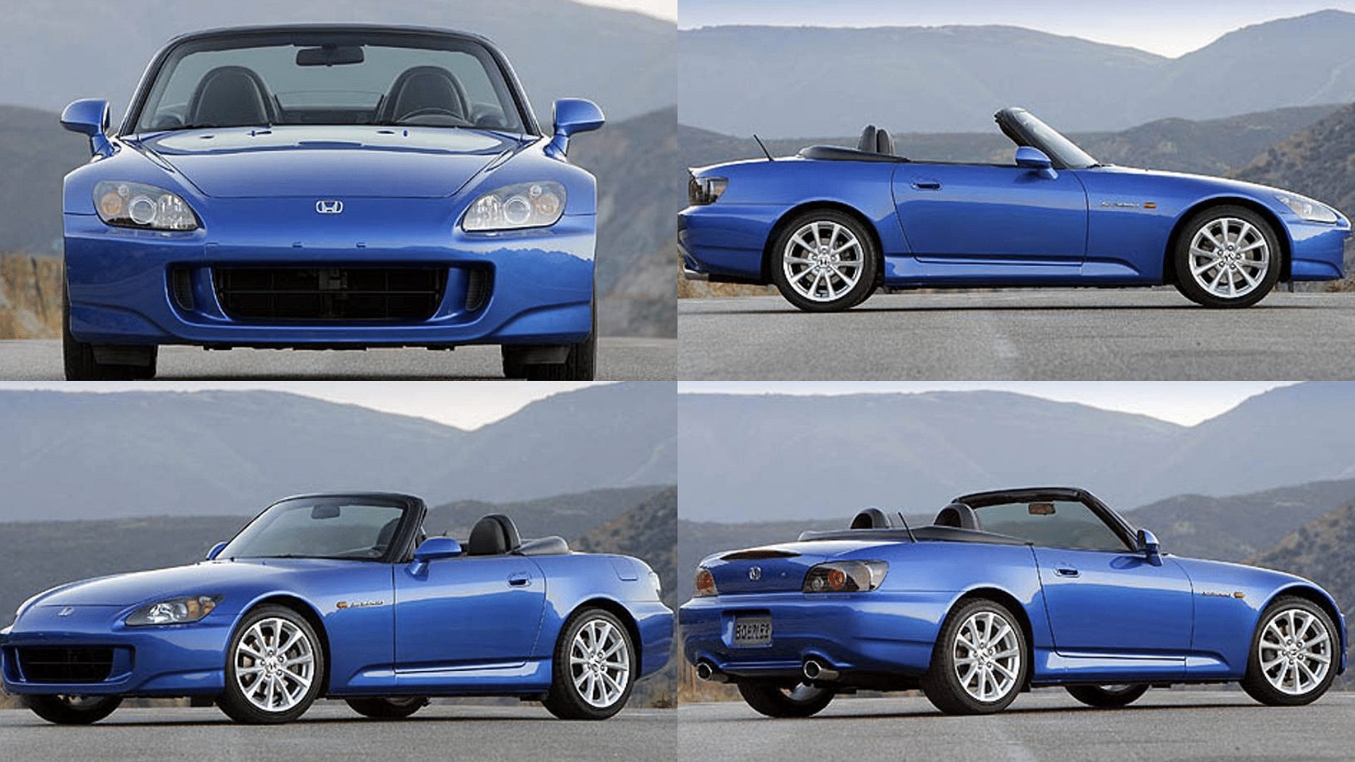 Honda S2000 Convertible - front view, side view, rear view