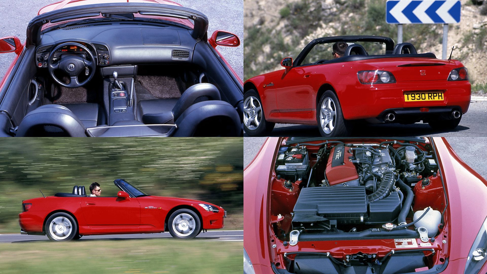 Honda S2000 Convertible - rear view, side view, top view, Honda DOHC VTEC engine