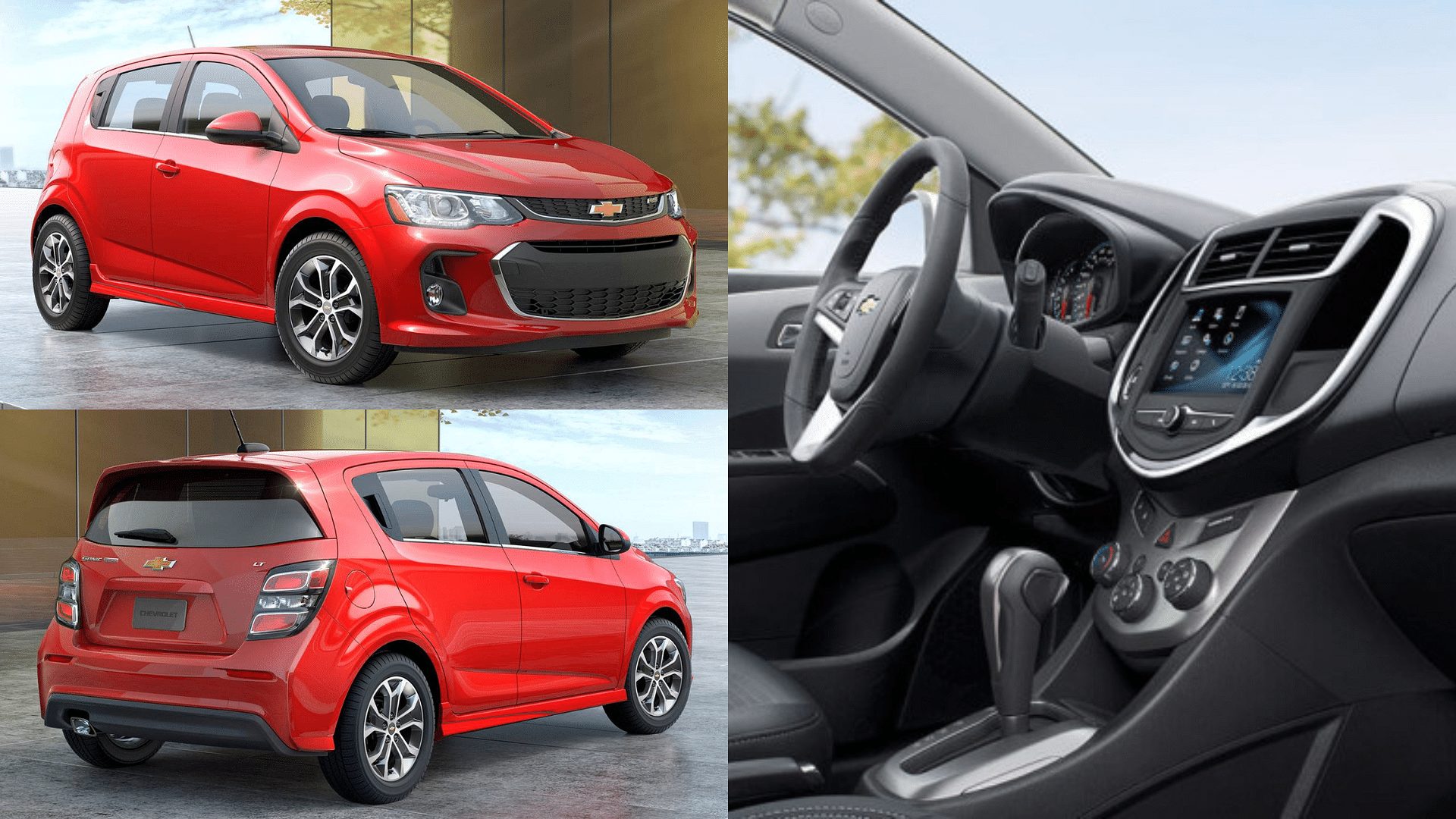 2016 Chevrolet Sonic - front and rear view, dashboard, steering, gearstick