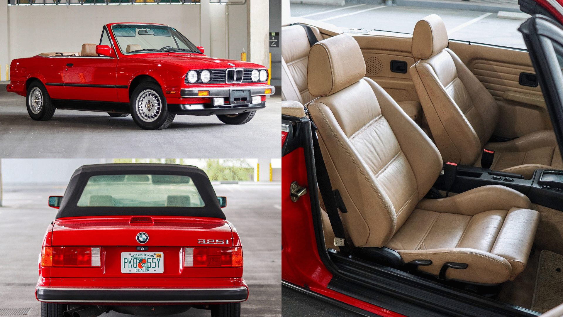 1989 BMW 3-Series (E30) Convertible - side and rear view, interior